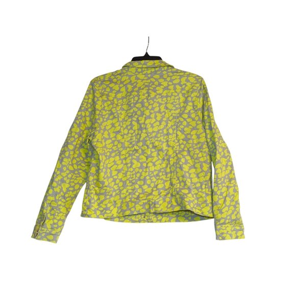Cynthia Rowley Womens Yellow & Gray Abstract Print Jacket XL Cotton Blend - Picture 6 of 6